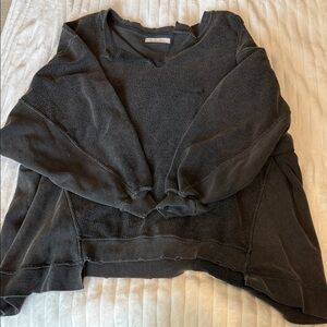 We The Free Black Distressed Oversized Crewneck Sweater